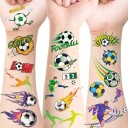 Calcomanías de tatuajes brillantes con motivos de fútbol 10 hojas en colores para el cuerpo, manos y cara, tatuaje temporal 3
