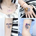 Calcomanías de tatuajes brillantes con motivos de fútbol 10 hojas en colores rosa y violeta para el cuerpo, manos y cara, tatuajes temporales 2