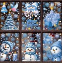 Calcomanías navideñas para ventana 20 x 30 cm Decoraciones azules de PVC con motivos navideños Diferentes tamaños de copos de nieve Calcomanías reutilizables para vidrio 2