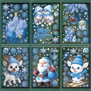 Calcomanías navideñas para ventana 20 x 30 cm Decoraciones azules de PVC con motivos navideños Diferentes tamaños de copos de nieve Calcomanías reutilizables para vidrio 3