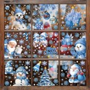 Calcomanías navideñas para ventana 20 x 30 cm Decoraciones azules de PVC con motivos navideños Diferentes tamaños de copos de nieve Calcomanías reutilizables para vidrio 5
