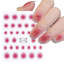 Calcomanías para uñas 3D gel rojo efecto Ombre transición acuarela anime folios marcas de agua esmalte de gel diseño halo redondo manicura 2