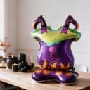Caldron vrăjitor cu picioare de vrăjitoare Balon în picioare Decorațiune de Halloween Mov cu craniu Decor pentru petrecere de Halloween 6
