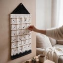 Calendar Advent de Crăciun Suspendat cu 24 de buzunare Formă de casă 48,5 x 119 cm Țesătură din bumbac Calendar textil pentru cadouri mici 5