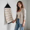 Calendar Advent de Crăciun Suspendat cu 24 de buzunare Formă de casă 48,5 x 119 cm Țesătură din bumbac Calendar textil pentru cadouri mici 3
