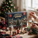 Calendario dell'Avvento 24 figure natalizie con ganci per appendere Motivi americani Pickup Route 66 e locomotiva Decorazioni per l'albero di Natale 2