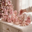 Calendario dell'Avvento 24 personaggi natalizi Figure con fiocchi Stile Coquette Orsetto cigno e punte di balletto Rosa chiaro Decorazione natalizia 3