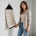 Calendario dell'Avvento di Natale Appeso con 24 Tasche Forma di Casetta 48,5 x 119 cm Tessuto di Cotone Calendario di Stoffa per Piccole 3
