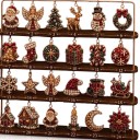 Calendario dell'Avvento Pittura con Diamanti 24 Decorazioni Natalizie con Anelli per Appendere Decorazioni per Albero di Natale Kit Fai da Te 4