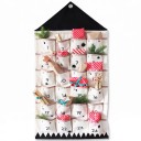Calendário do Advento de Natal Suspenso com 24 Bolsos em Forma de Casa 48,5 x 119 cm Tecido de Algodão Calendário de Tecido para Pequenos 1