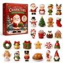 Calendrier de l'Avent 24 personnages de Noël Figurines avec des visages souriants Santa Claus et bonhomme de neige Décoration de Noël Cadeau 1