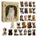 Calendrier de l'Avent de Noël 26 x 18 cm Calendrier félin avec des figurines de chats 24 fenêtres Décoration de Noël Calendrier cadeau pour enfants 2