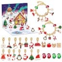 Calendrier de l'Avent de Noël avec bijoux Chaîne de base 16/17/18/19/20 cm Alliage Calendrier de l'Avent avec pendentifs Motif de Noël maisons 2