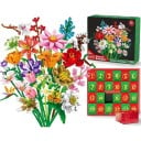 Calendrier de l'Avent de Noël LEGO Fleurs Bouquet avec des Marguerites Plastique Kit de Construction de Fleurs DIY Ensemble Créatif Surprise 1