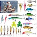Calendrier de l'Avent de pêcheur 31 x 23,5 x 3,2 cm Mélange de leurres, d'appâts en silicone et de grenouilles Calendrier de Noël avec des appâts 2