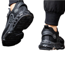 Calzado de trabajo unisex con cierre giratorio, parte superior transpirable, tejido negro, diseño deportivo para el trabajo diario y caminatas 4