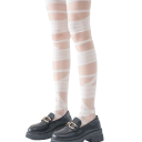 Calze sopra il ginocchio con motivo incrociato trasparente taglia universale cotone nylon elastan gothic punk calze lunghe 6
