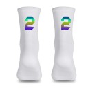 Calze sportive bianche compressive professionali unisex EU 39-46 riflettenti traspiranti in nylon alte fino al ginocchio per ciclismo e outdoor 4