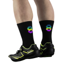 Calze sportive nere professionali unisex EU 39-46 riflettenti per ciclismo all'aperto traspiranti in nylon alte fino al ginocchio 3