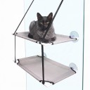 Cama colgante de dos niveles para gatos en la ventana 50 x 30 cm Ventosas y correas de nylon Malla Oxford Hamaca con pasaje 5