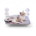 Cama dobrável para gatos na janela 45 x 30 cm Duplas ventosas Macio e quente pelúcia Cinza Cama de observação para vidro e parede lisa 1