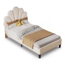 Cama estofada para criança 140 x 200 cm Cabeceira ajustável em altura em forma de concha Capacidade de carga 200 kg Para o quarto infantil 5