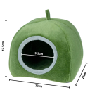 Cama quente para roedores 22 x 22 x 15,5 cm Casa de pelúcia verde com abertura de 9,5 cm Ninho macio de esponja e pelúcia para pequenos animais 2
