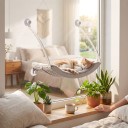 Cama suspensa para gatos na janela com ventosas 50 x 28 cm Almofada de pelúcia removível Cama curva para vidro e varanda 4