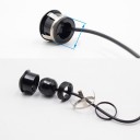 Câmara de carro com lente olho de peixe Ângulo de visão 175° Montagem à frente e atrás ou de lado do veículo Sensor CCD 520 TVL Alimentação 12 V Saída 1