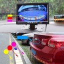 Câmara de carro com lente olho de peixe Ângulo de visão 175° Montagem à frente e atrás ou de lado do veículo Sensor CCD 520 TVL Alimentação 12 V Saída 3