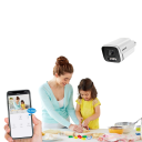 Câmara de segurança 8MP com lente de 2,8 mm 3840p HD visão noturna colorida microfone embutido câmara de parede branca para vigilância de casa 3