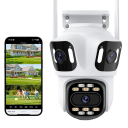 Cámara de seguridad IP Wi-Fi con tres lentes y seguimiento automático, visión nocturna hasta 50 m, rotación 355° cámara blanca para exteriores 4