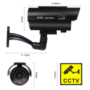 Cámara de seguridad solar falsa con LED intermitente, impermeable, simulación CCTV, soporte ajustable, montaje exterior, protección 6