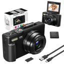 Câmara de Vlog 64 MP 4K 4096 × 2160 18× zoom Ecrã articulado 180° WiFi Webcam com autofoco e cartão SD de 64GB 3