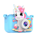 Câmara fotográfica infantil 18 MP 2,0″ ecrã 1080P HD dupla lente 8x zoom digital caixa de silicone unicórnio para crianças 3