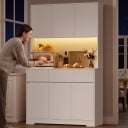 Cămară înaltă de bucătărie 180 x 100 x 38,5 cm cu iluminare LED, nișă deschisă pentru aparate, șase uși și două sertare, capacitate de până la 40 kg 5