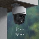 Câmara IP rotativa com seguimento automático, deteção de pessoas por IA e som bidirecional, 4K, PoE, luz dupla, branco e preto, para vigilância 2
