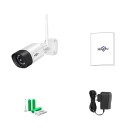 Câmara IP WiFi sem fios para exterior 5MP com visão nocturna e microfone, lente de 3,6 mm, corpo metálico à prova de água, branca, para segurança 2