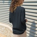 Cămașă din chiffon uni pentru femei cu mânecă lungă Guler asimetric Închidere înclinat cu nasturi aurii Croi drept, mai lejer 12