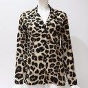 Cămașă din șifon pentru femei cu model leopard și mânecă lungă Guler cu rever Închidere cu butoane Poliester moale și confortabil 7