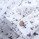 Cămașă lungă din in pentru femei cu un model floral mic și mânecă lungă Guler mic cu nasturi Poate fi purtată și ca rochie 9