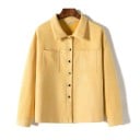 Cămașă oversize pentru femei, ideală pentru vreme mai rece, cu două buzunare la piept și închidere cu nasturi, aspect de suede 11