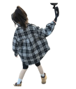 Cămașă pentru fetițe cu carouri negre și mâneci lungi Tricou din bumbac cu guler și nasturi Cămașă elegantă pentru fetițe pentru școală și timp 6