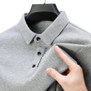 Cămașă polo bărbați cu mânecă lungă, guler și nasturi, tricou elegant din poliester pentru purtare zilnică 2