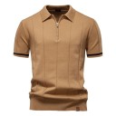 Cămașă polo pentru bărbați cu fermoar și decolteu în V cu guler Mâneci scurte Uni Polyester Viskoză Stil elegant 1