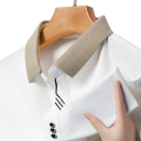 Cămașă polo pentru bărbați cu mânecă scurtă, guler și nasturi, tricou elegant din poliester pentru purtare zilnică 2