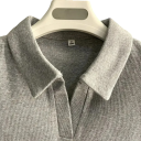 Cămașă polo pentru femei cu mânecă scurtă Design uni cu inimioară Decolteu în V cu guler Top din poliester 2