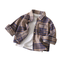 Cămașă vintage pentru copii cu carouri și mânecă lungă Modrohnie Bumbac Poliester Spandex Cardigan stilat cu guler și închidere cu nasturi 1