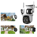 Cameră de securitate Wi-Fi IP cu trei obiective și urmărire automată, vedere nocturnă de până la 50 m, rotire de 355° cameră albă pentru exterior 5