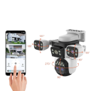 Cameră de securitate WiFi 10K cu 4 obiective, zoom optic 10×, IR + LED pentru vedere nocturnă, plastic alb pentru monitorizare exterioară 4